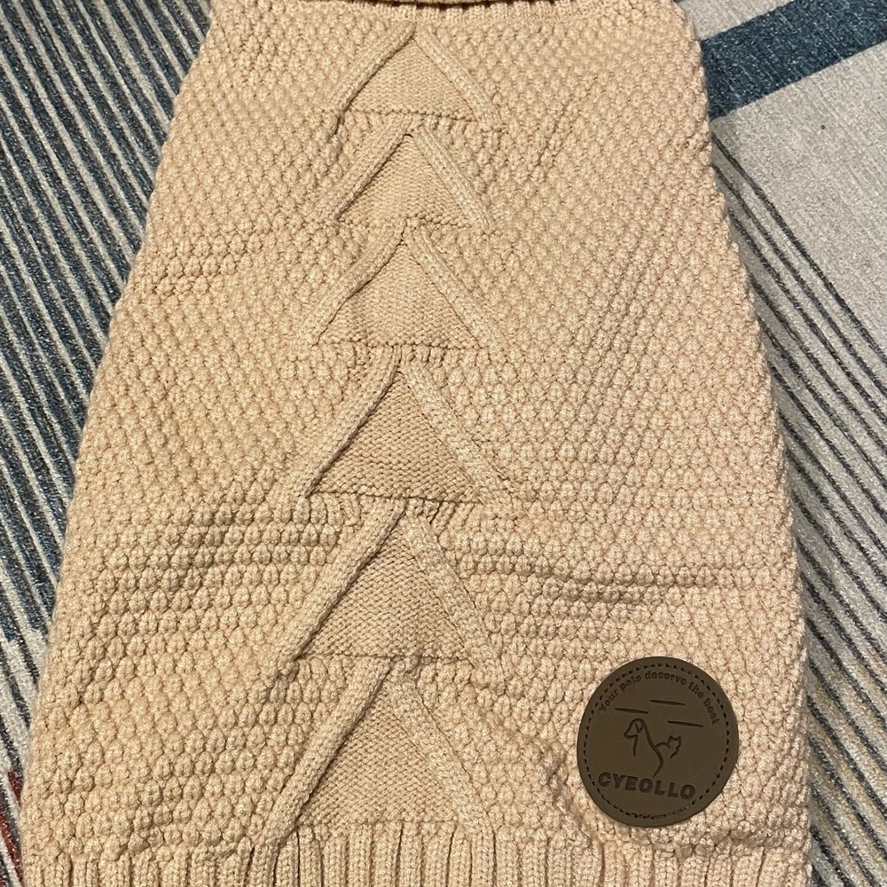 Large Beige Knit Dog Sweater